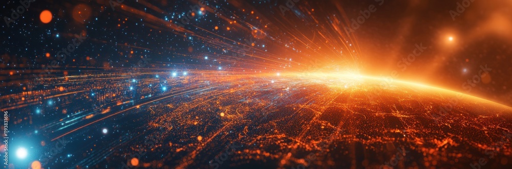 Aufkleber global connectivity and data flow across earth in a futuristic digital network