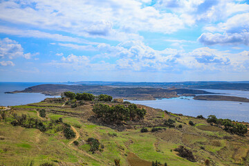 Gozo, Malta. Aerial views of the Island of Gozo and views of Valletta, Malta