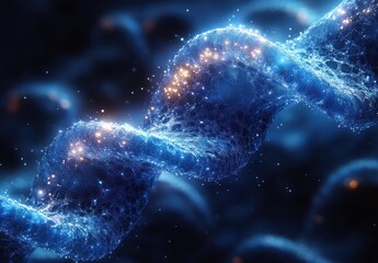 Hyper-realistic DNA Double Helix in Serene Medical Background