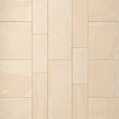 Fototapeta premium square tile layout composed of rectangular beige stone tiles arranged in a grid pattern. Each tile is vertically aligned, creating a uniform and orderly appearance. The tiles have a natural stone