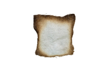 a piece of burnt rag on a white background