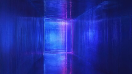 Neon Lit Corridor Abstract Blue Purple Walls