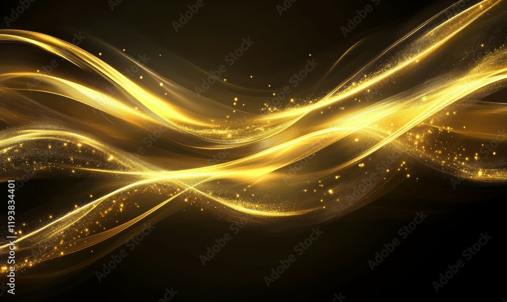 Poster abstract golden wavy lines with a 3d effect