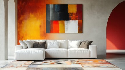 Modern Living Room Interior Design with Abstract Artwork