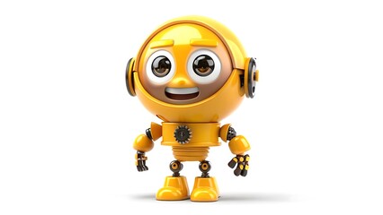 Cute Yellow Robot Character - Friendly and Futuristic Design

