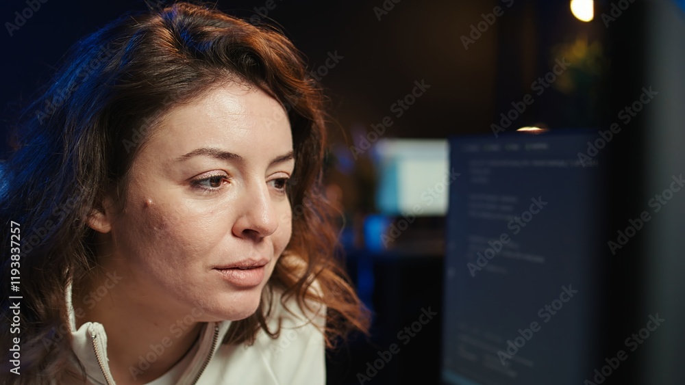 Poster worried cybersecurity expert pouting after finding many security vulnerabilities, scared of malware 