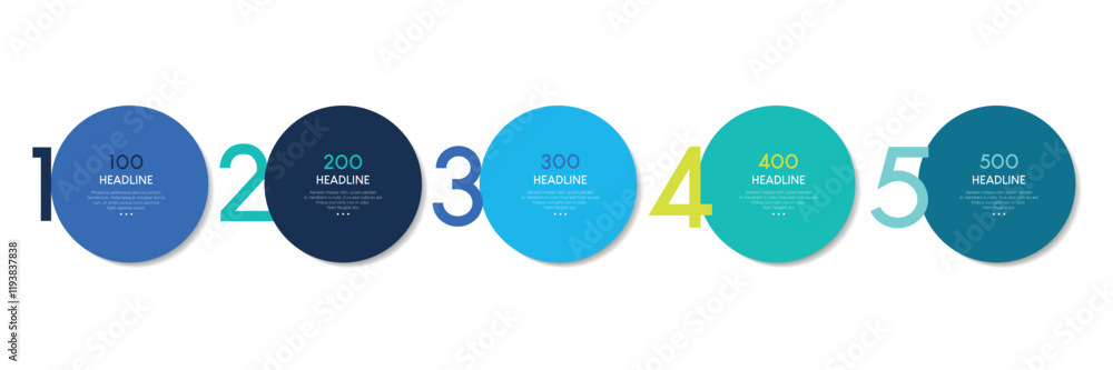 Aufkleber 5 elements scheme, diagram. five empty connected circles. infographic template.
