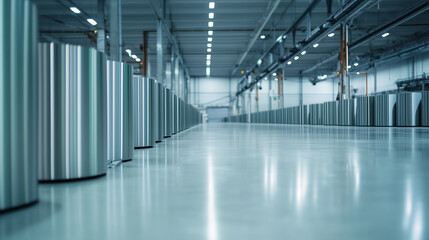 Rows of pre-fabricated wall panels lined up in a vast, organized industrial facility, showcasing the evolution of construction methods towards modular, time-saving solutions.