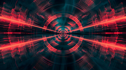 Visual Representation of Klaxon Alarm Erupting in Vermillion Waves