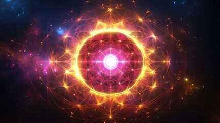 Obraz premium Cosmic Mandala Radiant Celestial Energy Orb