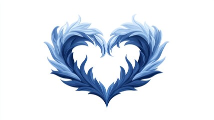 Blue Heart Shaped Feather Design: A Romantic Digital Artwork