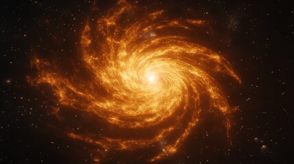Fiery Spiral Galaxy Cosmic Nebula Swirling Stars