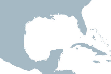 Gulf of Mexico closeup illustration on the world map