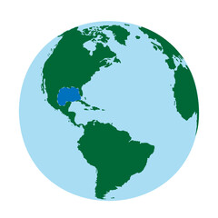 Gulf of Mexico closeup illustration on planet Earth map
