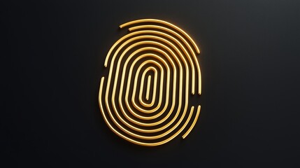 modern yellow fingerprint symbol, black background, clean minimalist design, representing digital ID