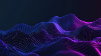 Abstract Purple Blue Digital Wave Landscape