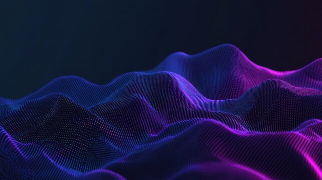 Abstract Purple Blue Digital Wave Landscape