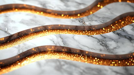 Abstract Marble Texture with Golden Glitter Waves