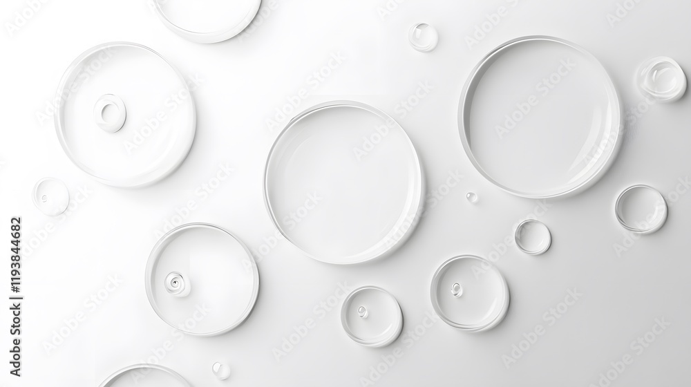 Poster arrangement of overlapping translucent circles on white background
