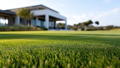 Lush Green Lawn with Modern Architecture