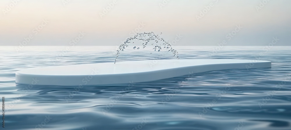 Poster minimalist water platform display stand with reflection design