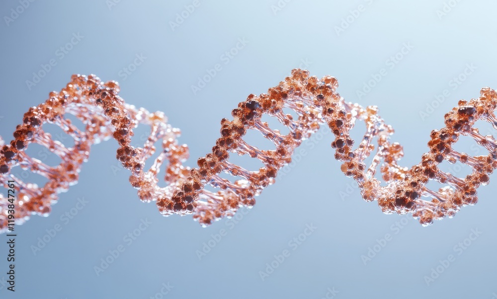 Aufkleber a close-up view of a twisting dna helix structure glowing in a soft light, representing genetic scie