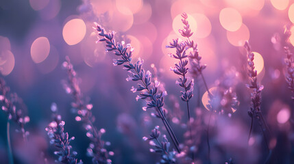 Delicate Lavender Blossoms with Soft Bokeh Lights in Background