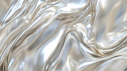 Obraz premium Shimmering Silver Silk Fabric With Elegant Wavy Texture