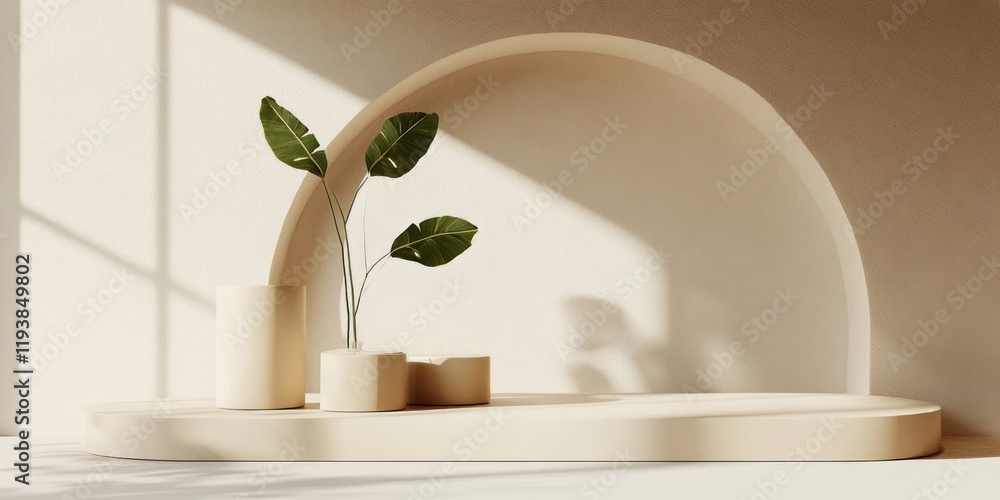 Poster minimalist still life display with natural elements and soft tones