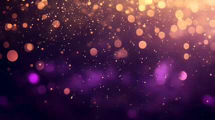 Obraz premium Glittering Bokeh Effect in Purple and Gold Color Palette Background