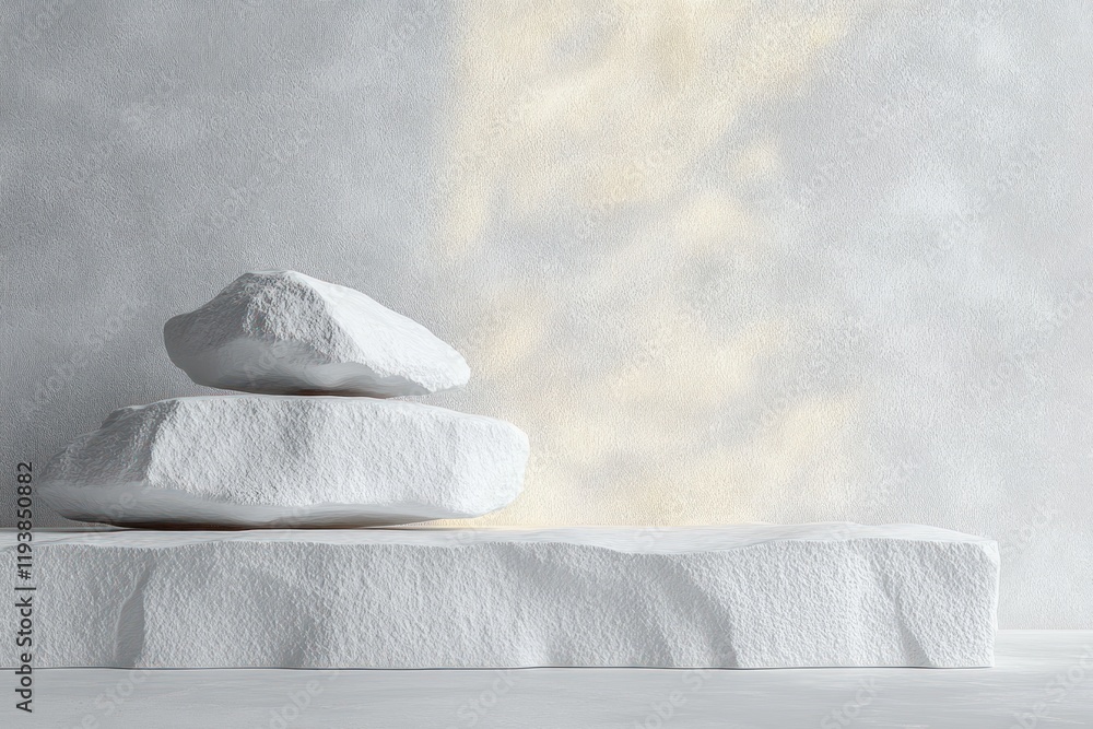 Aufkleber minimalist stone display on white background for product showcase in modern abstract style