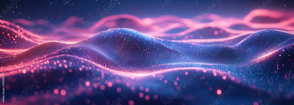 Poster abstract digital waves with colorful light effects creating a dynamic background for modern technolo