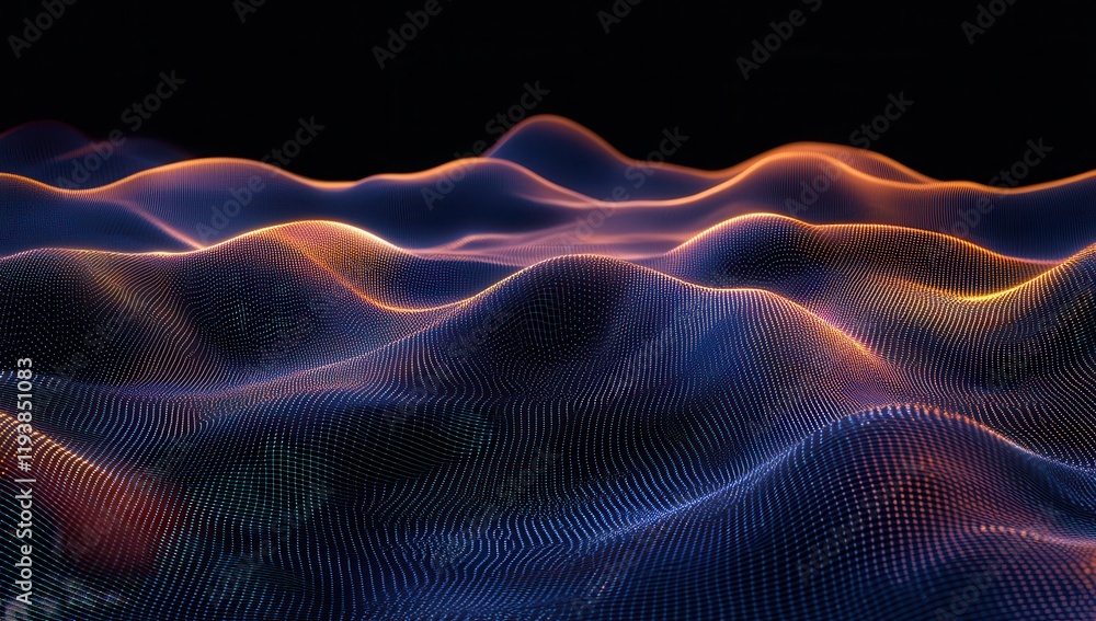 Poster abstract digital waves with glowing lines in vivid colors representing data visualization or high-te