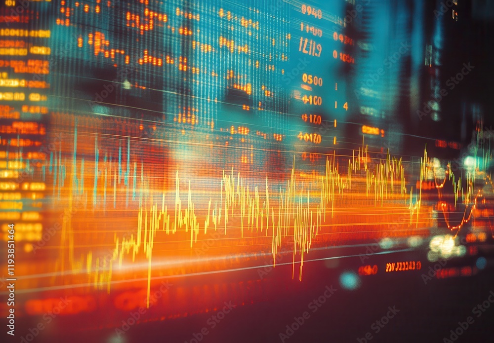 Aufkleber abstract financial graph with glowing lines and data overlay showcasing stock market fluctuations an