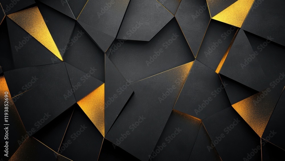 Aufkleber abstract geometric background with black and gold triangles, creating a modern and elegant texture d