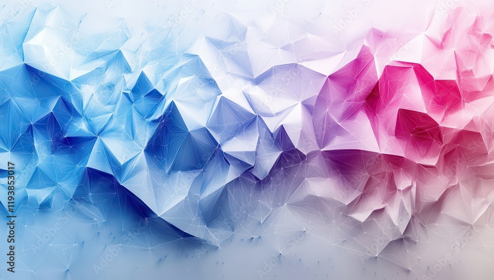 Poster abstract geometric background with soft blue and pink tones featuring low-poly triangular shapes and
