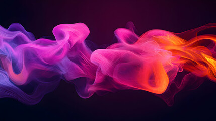 Fototapeta premium Colorful Swirling Smoke in Purple and Orange Against Dark Background