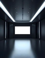 Blank digital screen in dark interior room. 3D Rendering, clipart style. isolated with white highlights