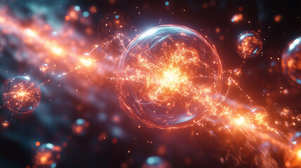 Fototapeta premium visualizations of atoms and their subatomic particles