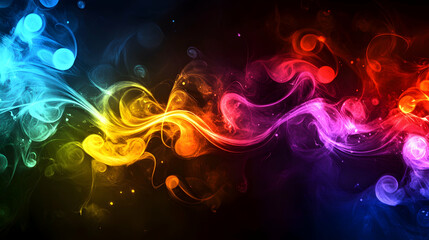 Colorful Abstract Waves of Smoke and Light in Dynamic Flow