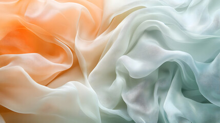 Fototapeta premium Soft Flowing Fabric Textures in Light Orange and Light Blue Tones