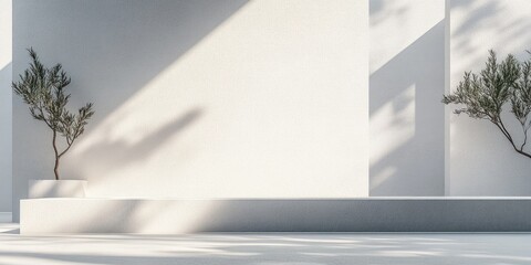 Geometric Product Display Podium with Natural Shadows and Clean Lines