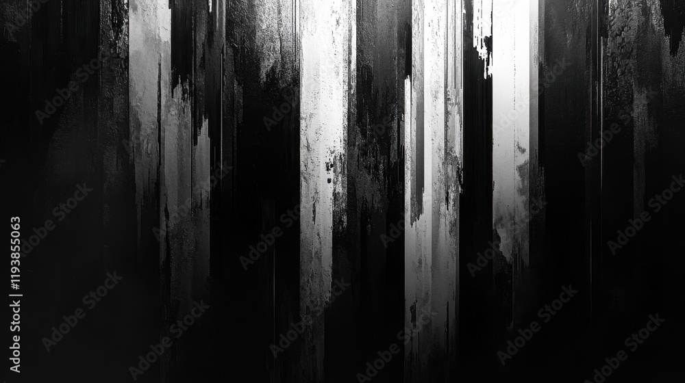 Poster abstract grayscale texture with vertical brushstrokes, ideal for backgrounds. perfect for adding dep
