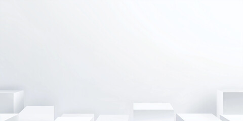 A clean white abstract background with simple cubic shapes creating a balanced and minimalist modern design