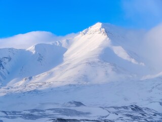 Winter landscape in Horbyedalen in Billefjorden on the island Spitsbergen in the Svalbard Archipelago. Scandinavia, Norway.