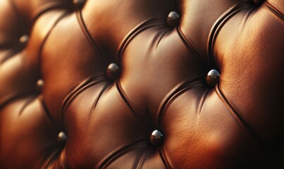 Side light effect on brown leather surface creating depth and dimension, high contrast, creative composition