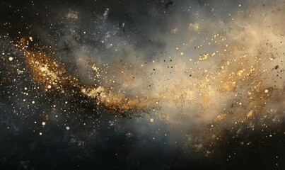 Fototapeta premium Vast abstract space with twinkling bokeh lights in shades of gold and gray, colors, cosmic