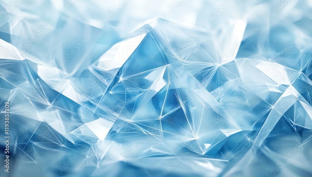 Poster abstract blue background with elegant crystal-like shapes and geometric highlights for modern and so