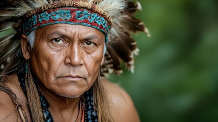 Obraz premium Man Wearing Feather Headdress