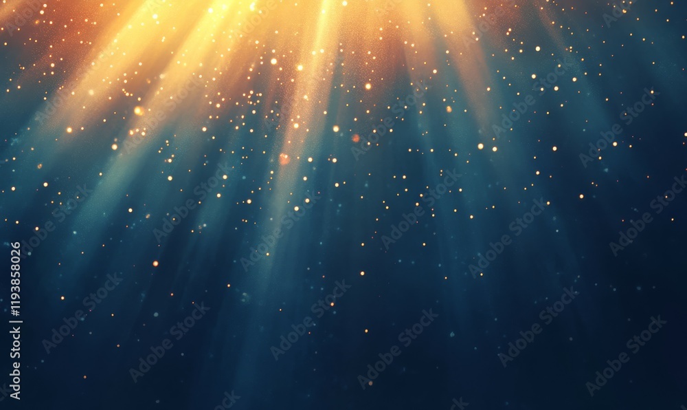 Poster soft gradient background with shimmering sparkling effects on abstract blue bokeh lights , cosmic ra